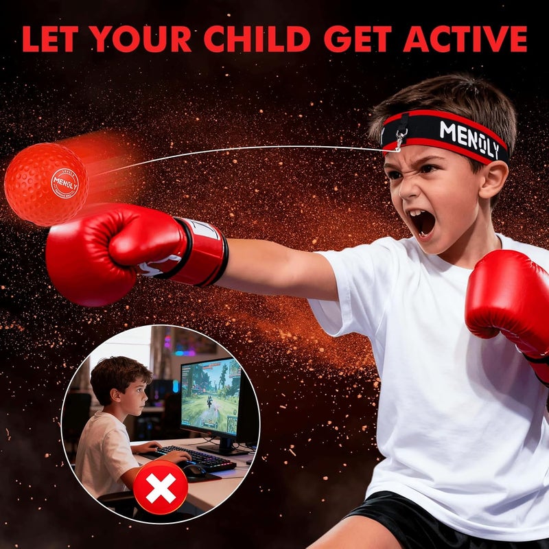 MENOLY 5pcs Boxing Reflex Balls Set, 2 Adjustable Headbands, 1 Pair Goggles and Gloves, Speed Training Equipment for Hand Eye Coordination, Agility, Great Gift for Men, Boxers & Fitness Fans - Image 5